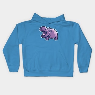 Purple Hippo Kawaii Cute Kids Hoodie